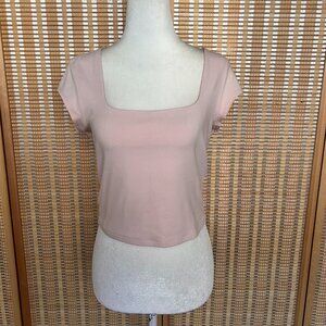 Baby pink Garage square neck stretchy crop top size large